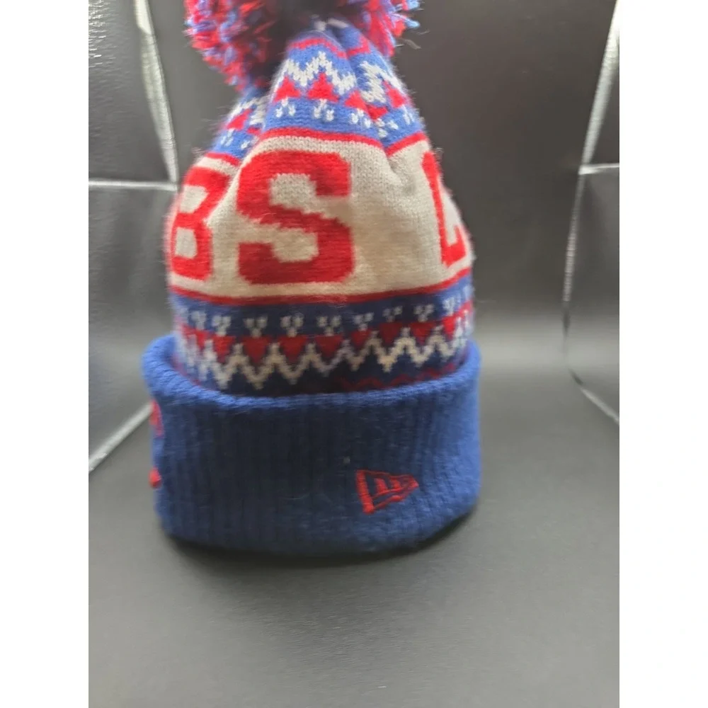 New Era Chicago Cubs MLB Pom Beanie Hat Mens OSFM Blue Red Knit Fair Isle Winter